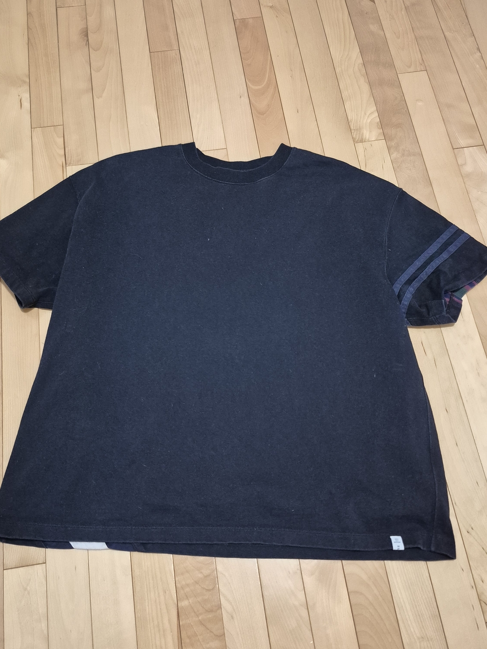 Facetasm Black Short-Sleeve Crewneck Tee with Sleeve Stripes